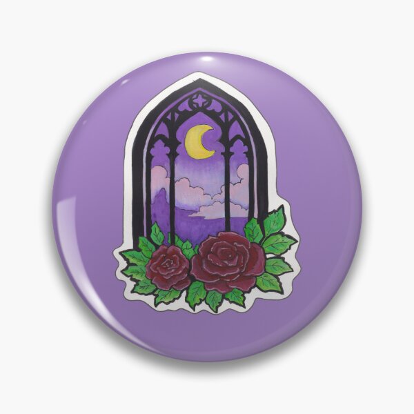Item preview, Gothic Arched Window & Roses — Pastel Goth Moon Art Print Creepy Cute designed and sold by Darkfully-Done.