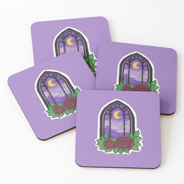 Item preview, Gothic Arched Window & Roses — Pastel Goth Moon Art Print Creepy Cute designed and sold by Darkfully-Done.