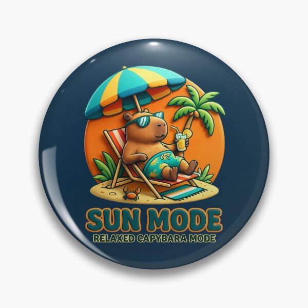 Item preview, Sun Mode Capybara Funny Summer Vacation Aesthetic Chill Beach Umbrella Design designed and sold by MartBook.