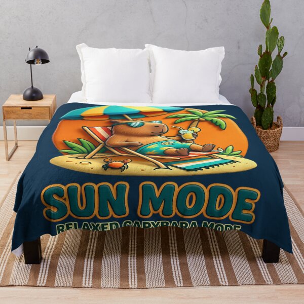 Item preview, Sun Mode Capybara Funny Summer Vacation Aesthetic Chill Beach Umbrella Design designed and sold by MartBook.