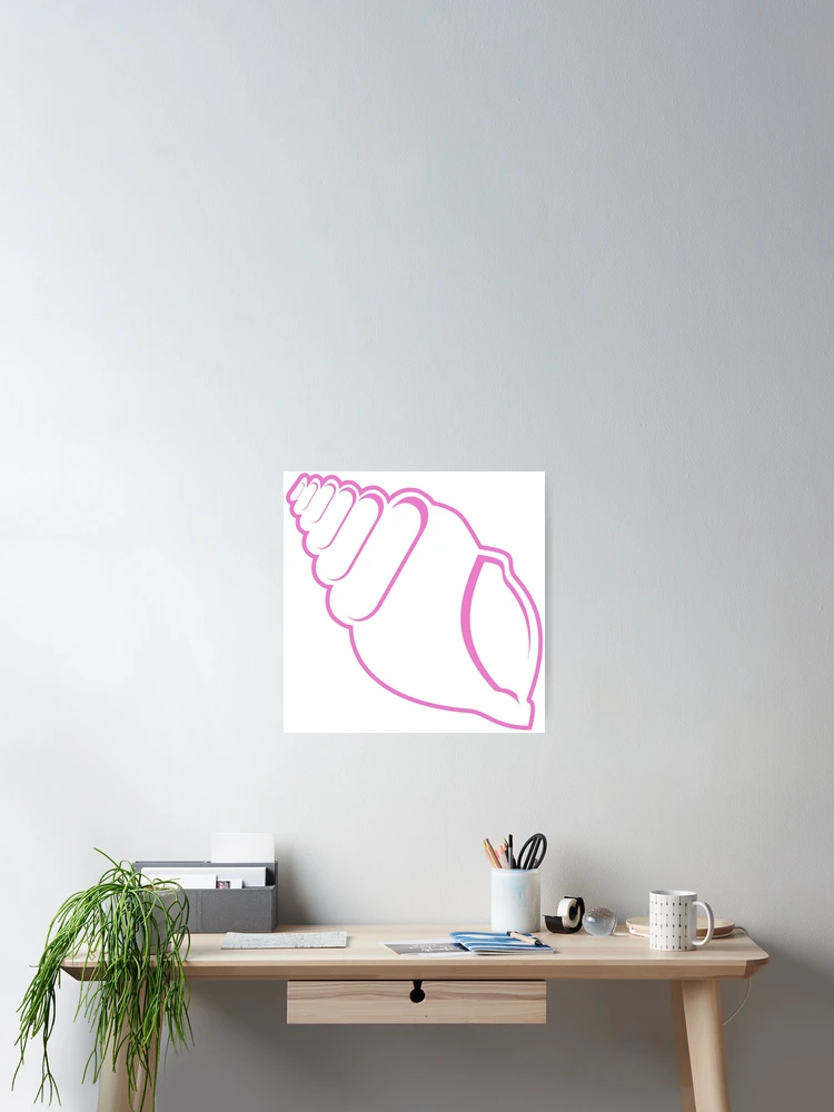 Thumbnail 2 of 3, Poster, Pink Conch Shell Outline designed and sold by Risa-C.