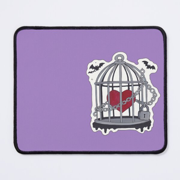 Item preview, Caged Heart Pastel Goth Art — Chained Heart & Bats Dark Romance Print designed and sold by Darkfully-Done.