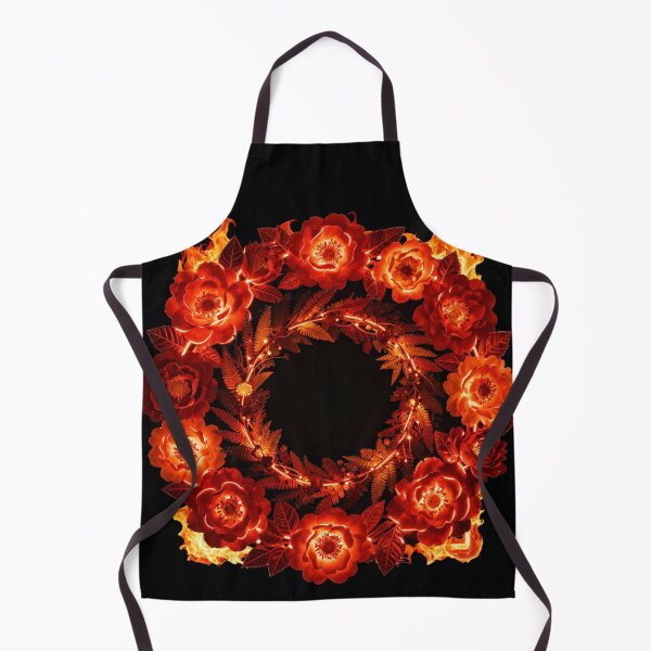 Item preview, Red Orange Floral Circle on Black Background | Elegant Botanical Round Leaf Art designed and sold by DervoTeck2767.