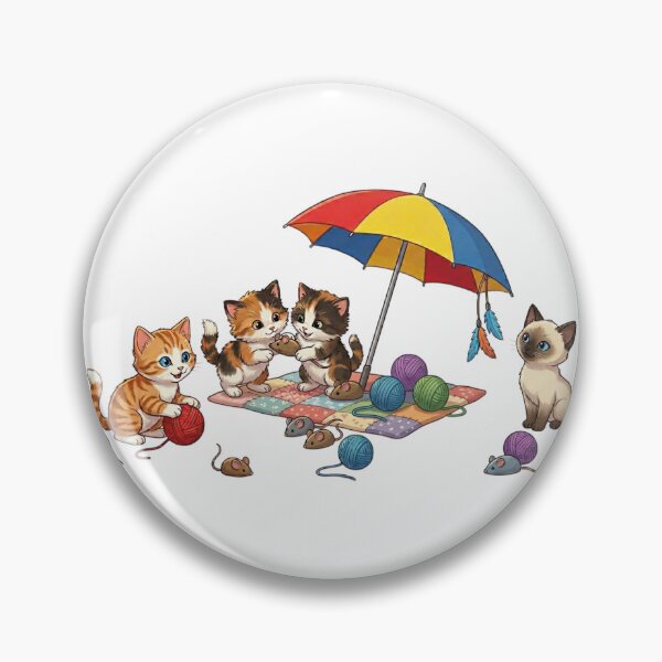 Item preview, Cute Cartoon Kittens Playing with Yarn Balls and Toy Mice on White Background designed and sold by BareCanvass.