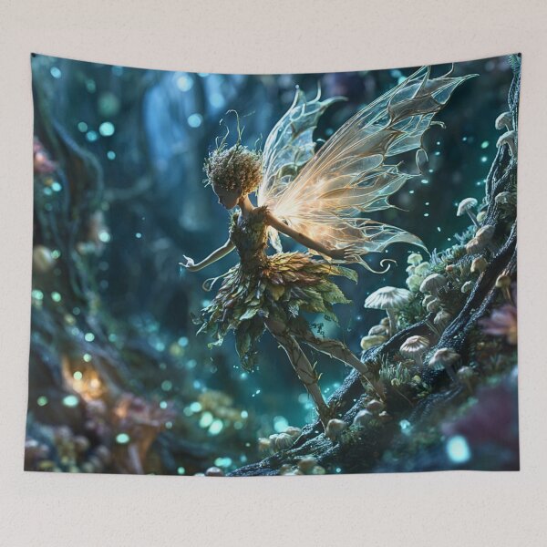 Item preview, Mystical Forest Fairy With Glowing Wings designed and sold by Storybook Botanica.