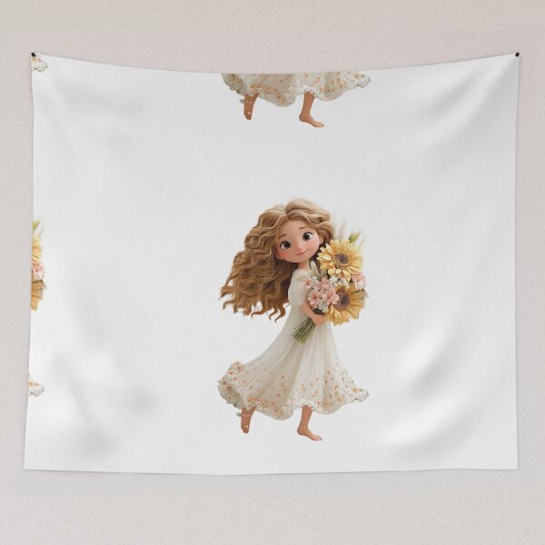 Item preview, Cute Girl Sunflower Bouquet Art designed and sold by animenosekaiii.