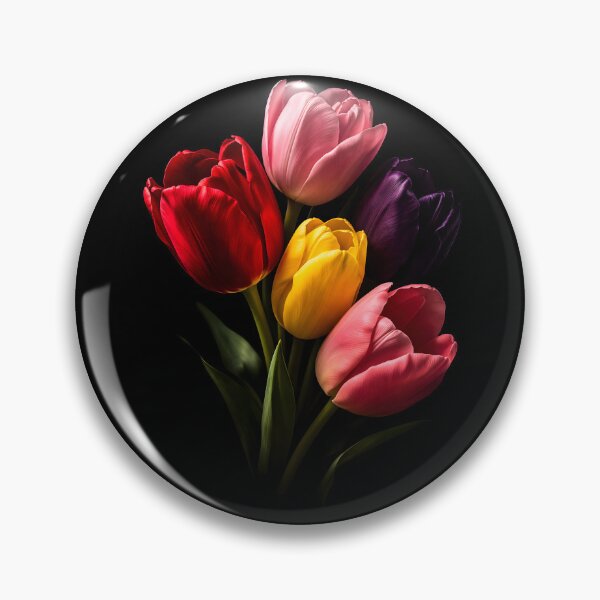 Item preview, Vibrant Colorful Tulips Floral Bouquet Dark Background designed and sold by bellaever.