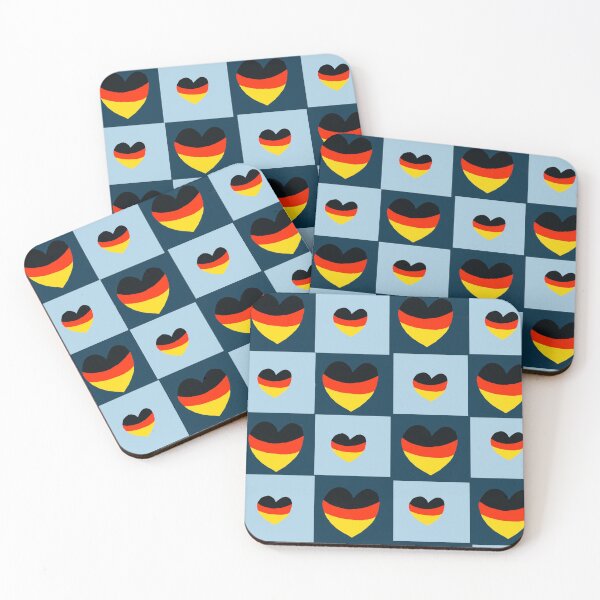 Item preview, Germany Hearts Checkered Squares Blue designed and sold by Designs by Sara Felton.