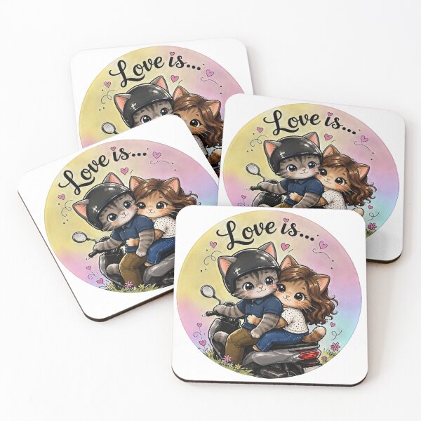 Item preview, Love Is A Scooter Ride - Cute Romantic Cats Illustration designed and sold by mimiartes.