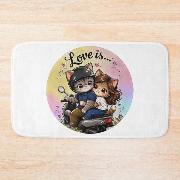 Item preview, Love Is A Scooter Ride - Cute Romantic Cats Illustration designed and sold by mimiartes.