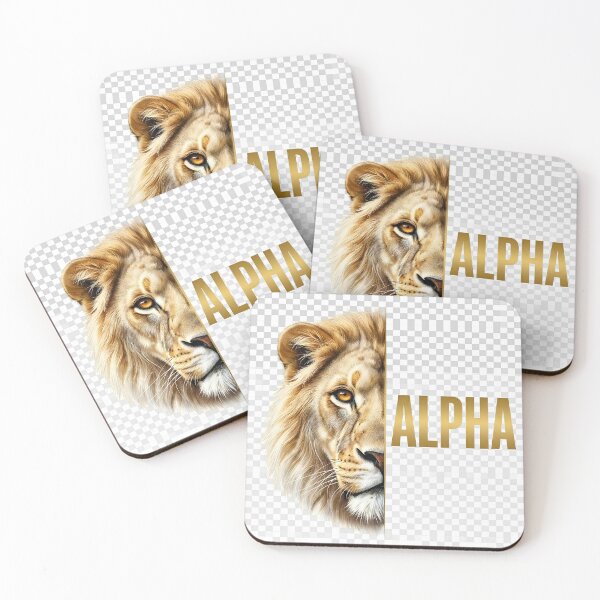 Item preview, ALPHA Lion Half Face Gold Typography Wildlife designed and sold by Presshue.