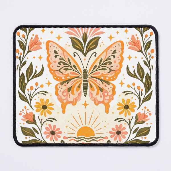 Item preview, Celestial Bohemian Butterfly with Golden Flowers and Moons designed and sold by KM Design.
