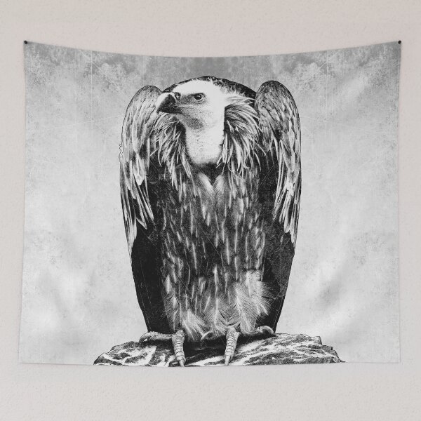 Item preview, Eurasian Griffon Vulture Dark Raptor Portrait Rock Perch Art designed and sold by Ghoul Enterprises.