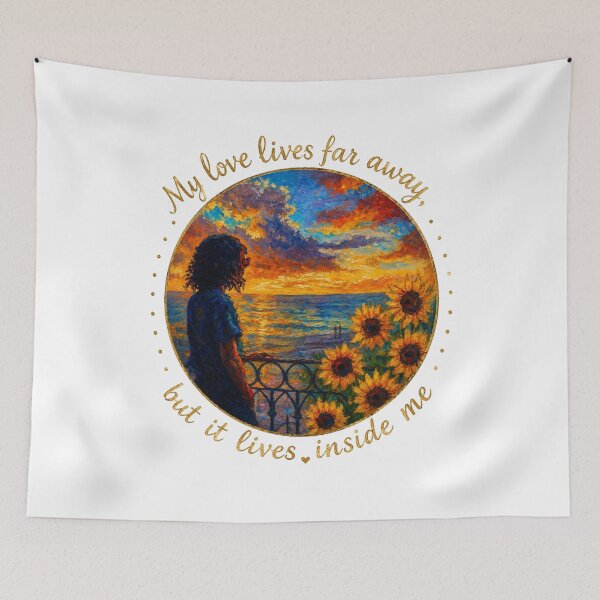 Item preview, My Love Lives Far Away - Long Distance Romance Oil Painting designed and sold by mimiartes.