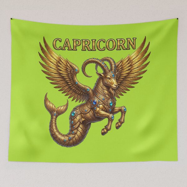 Item preview, Golden Capricorn Zodiac Winged Sea Goat Design designed and sold by Utopian-Magic.