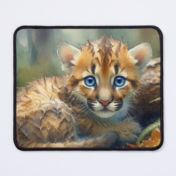 Item preview, Baby Wildcat Kitten with Blue Eyes Watercolor designed and sold by Pioneer Spirit Market.