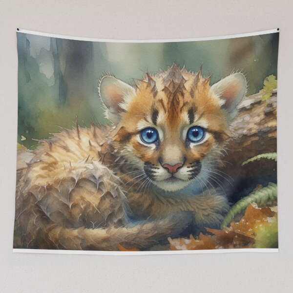 Item preview, Baby Wildcat Kitten with Blue Eyes Watercolor designed and sold by Pioneer Spirit Market.