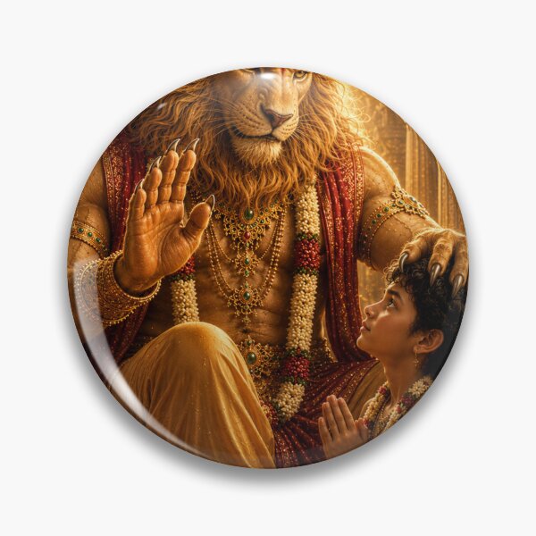 Item preview, Narasimha Blessing Prahlad | Divine Protection Hindu Devotional Art designed and sold by Homyar.