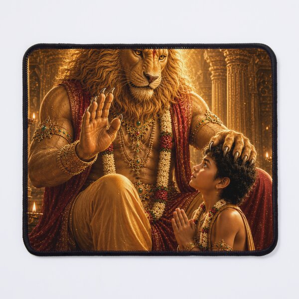 Item preview, Narasimha Blessing Prahlad | Divine Protection Hindu Devotional Art designed and sold by Homyar.