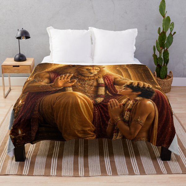 Item preview, Narasimha Blessing Prahlad | Divine Protection Hindu Devotional Art designed and sold by Homyar.