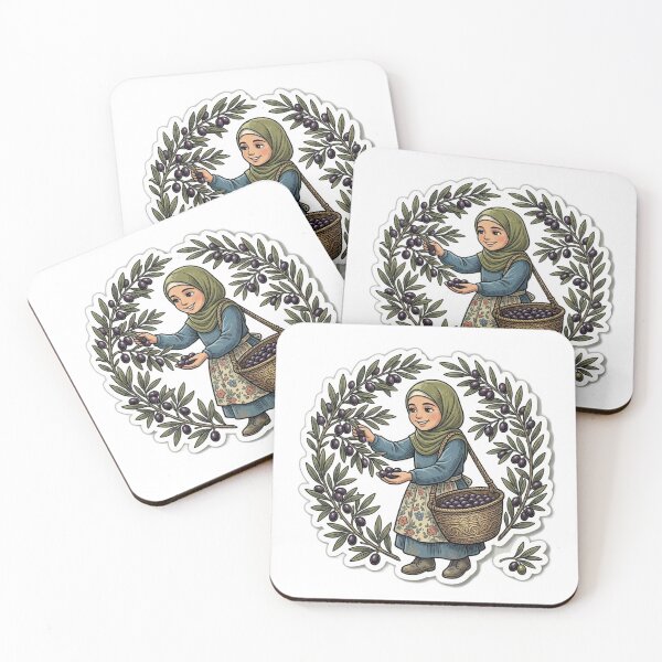 Item preview, Cute Hijabi Girl Harvesting Olive Tree Branch Vintage Sticker Art designed and sold by Fatomfatom.