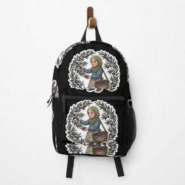 Item preview, Cute Hijabi Girl Harvesting Olive Tree Branch Vintage Sticker Art designed and sold by Fatomfatom.