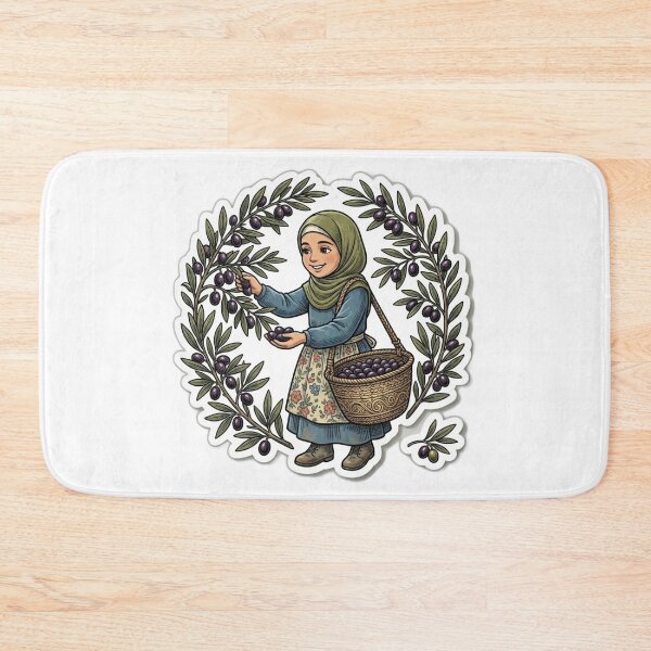 Item preview, Cute Hijabi Girl Harvesting Olive Tree Branch Vintage Sticker Art designed and sold by Fatomfatom.