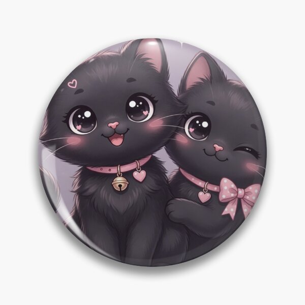 Item preview, Two Adorable Black Kittens with Pink Bows and Hearts designed and sold by Pioneer Spirit Market.