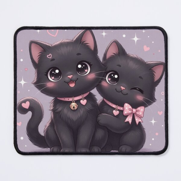 Item preview, Two Adorable Black Kittens with Pink Bows and Hearts designed and sold by Pioneer Spirit Market.