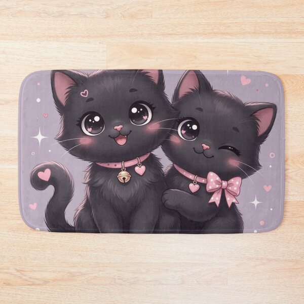 Item preview, Two Adorable Black Kittens with Pink Bows and Hearts designed and sold by Pioneer Spirit Market.