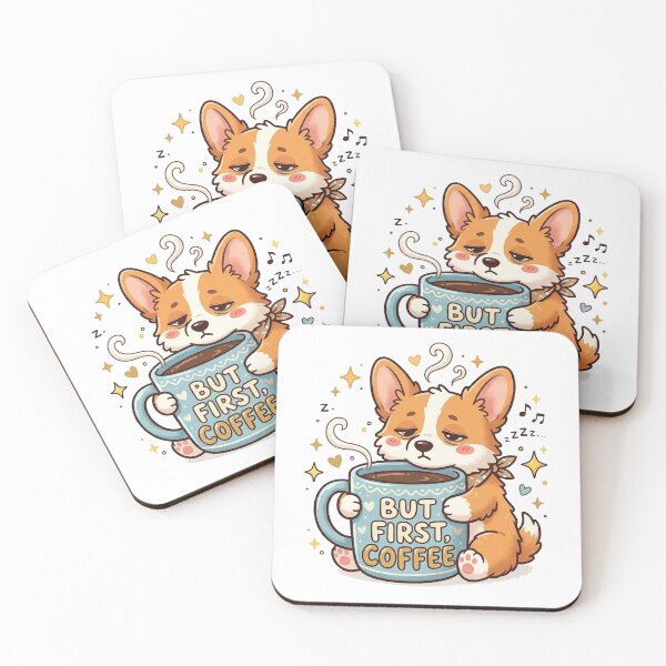 Item preview, Funny Corgi But First Coffee Shirt, Sleepy Corgi Coffee Lover Tee, Cute Corgi Gift for Coffee and Dog Lovers designed and sold by Wearable Canvas...