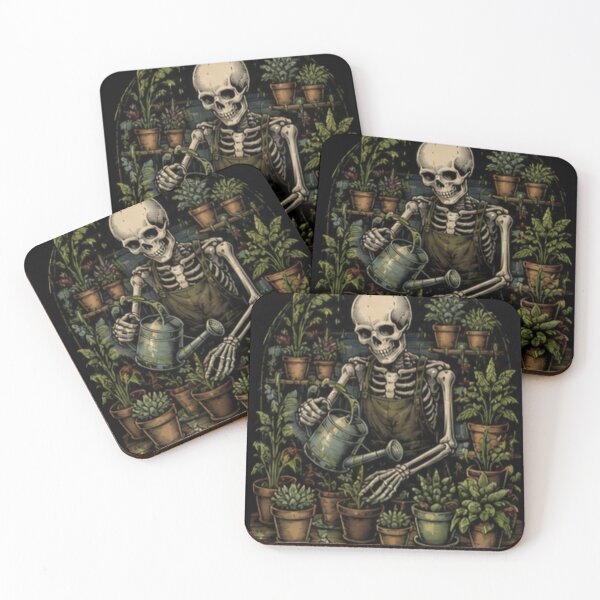 Item preview, Skeleton Gardener Watering Plants Gothic Garden Graphic designed and sold by SkeletonMood.
