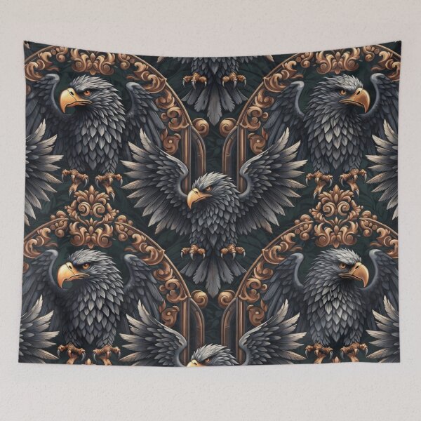 Item preview, Dark Gothic Raven Ornamental Pattern designed and sold by IntelliMindDesigns.