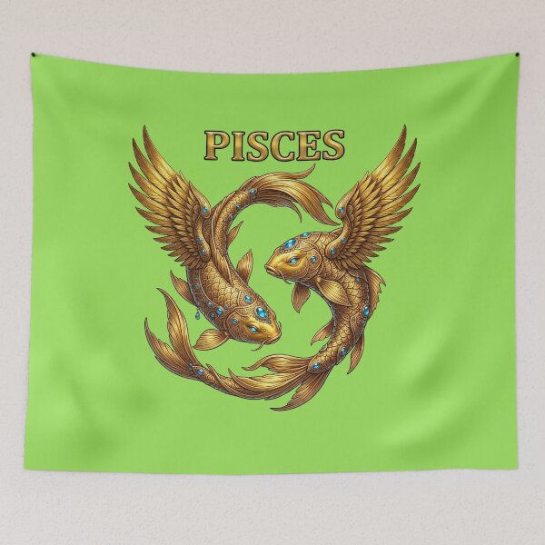 Item preview, Golden Pisces Zodiac Winged Fish Design designed and sold by Utopian-Magic.