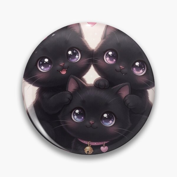 Item preview, Three Cuddling Black Kittens with Bows on Pink Background designed and sold by Pioneer Spirit Market.