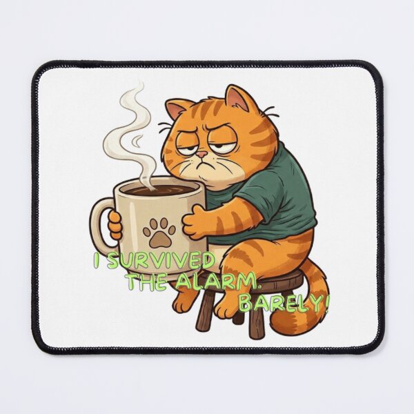 Item preview, I Survived The Alarm Funny Cat Coffee T-Shirt designed and sold by Leogasup.