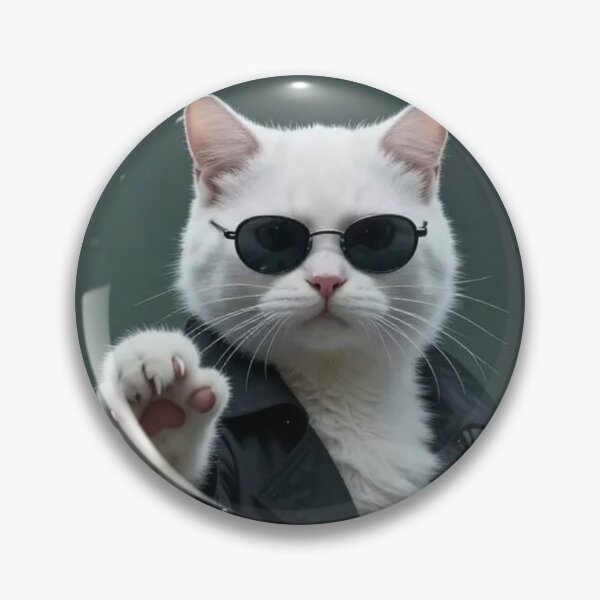 Item preview, White Cat in Trench Coat and Sunglasses Talk to the Paw designed and sold by Pioneer Spirit Market.