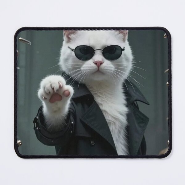 Item preview, White Cat in Trench Coat and Sunglasses Talk to the Paw designed and sold by Pioneer Spirit Market.