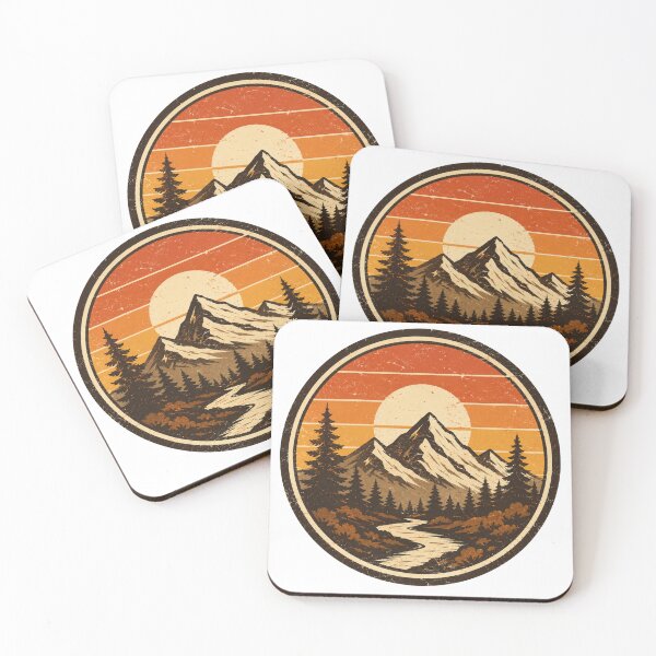 Artikelvorschau, Retro Vintage Berg-Sonnenuntergang-Abzeichen entworfen und verkauft von zemouli.