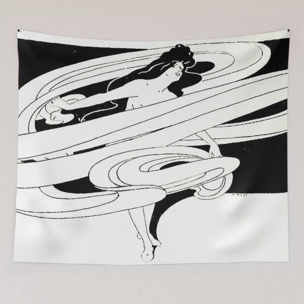 Item preview, Art Nouveau Lady Black and White Image designed and sold by BuckaBaby.