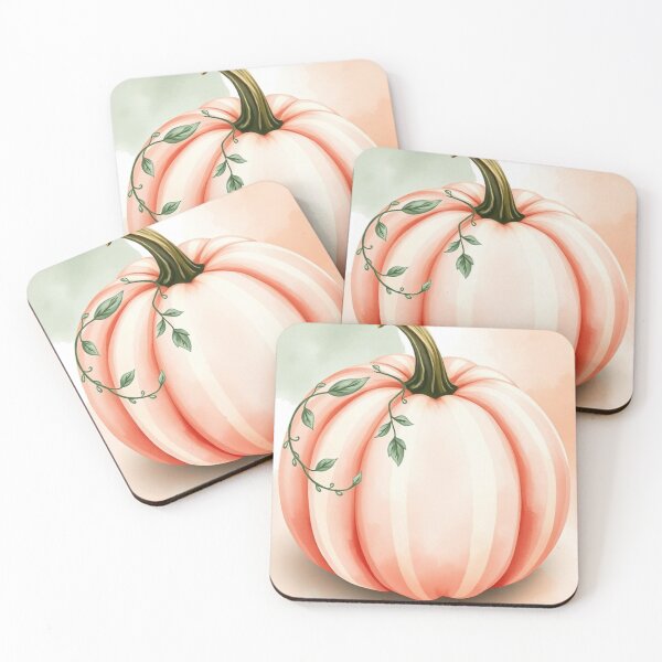 Item preview, Watercolor Pastel Pink Pumpkin Fall Art designed and sold by Vida e Arte.