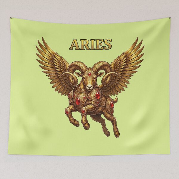 Item preview, Golden Aries Zodiac Winged Ram Design designed and sold by Utopian-Magic.