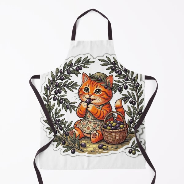 Item preview, Cute Orange Tabby Cat Harvesting Olive Tree Branch Vintage Sticker designed and sold by Fatomfatom.