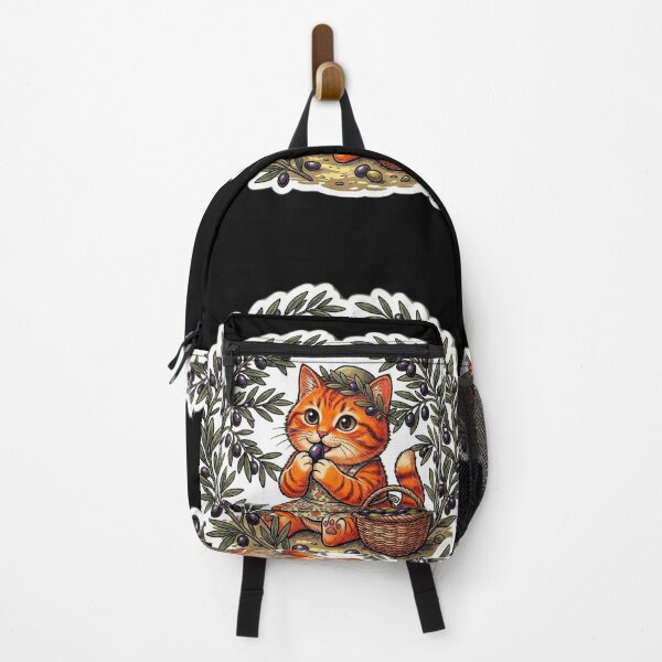 Item preview, Cute Orange Tabby Cat Harvesting Olive Tree Branch Vintage Sticker designed and sold by Fatomfatom.