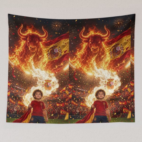 Item preview, Epic Spanish Football Boy with Fiery Bull designed and sold by RoyalDeluxGo.