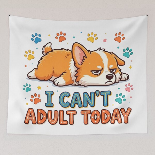 Item preview, Funny Corgi I Can't Adult Today Shirt, Lazy Corgi Humor Tee, Cute Corgi Gift for Corgi Lovers designed and sold by Wearable Canvas...