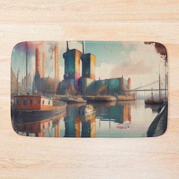 Item preview, Colorful Battersea Power Station London Cityscape Watercolor designed and sold by UmSkelig834.