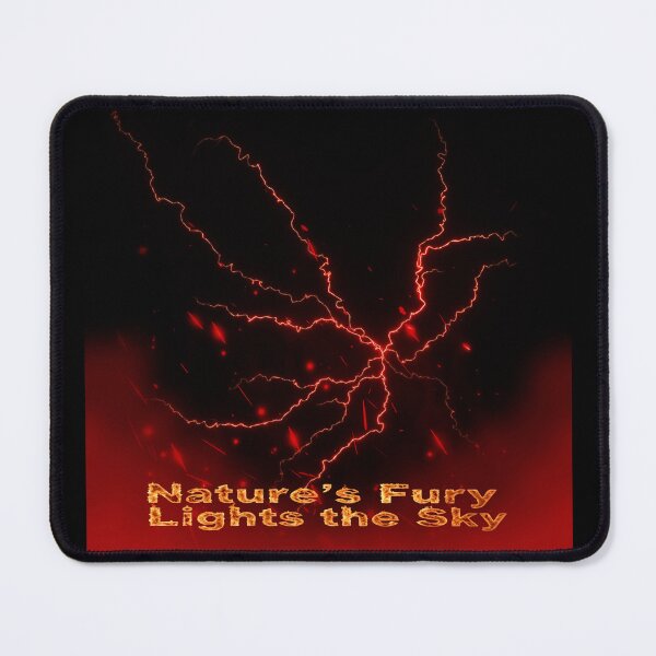 Item preview, Nature's Fury Lights the Sky – Red Lightning Storm Nature Art designed and sold by DervoTeck2767.