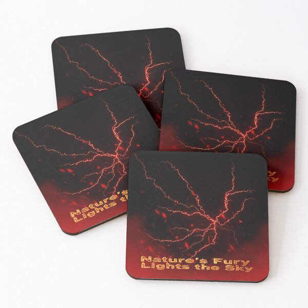 Item preview, Nature's Fury Lights the Sky – Red Lightning Storm Nature Art designed and sold by DervoTeck2767.