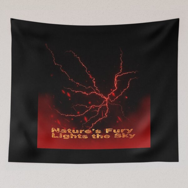 Item preview, Nature's Fury Lights the Sky – Red Lightning Storm Nature Art designed and sold by DervoTeck2767.